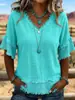 2026 Nueva Camisa de Mujer Amazon Europea y Americana Transfronteriza de Cuello en V Suéter de Manga Corta Holgada Top Casual para Mujer