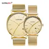 Movimiento Correa de Acero Inoxidable Reloj para Hombre y Mujer Moda Agua Cuarzo Calendario Reloj de Pareja