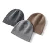 Gorro de Punto Grueso Cálido para Exteriores Unisex de Cachemira Otoño Invierno Color Sólido Casual con Puño