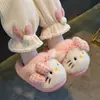 Chinelos de algodão infantis para outono e inverno para meninos e meninas, quentes, de pelúcia, com sola grossa, peludos, adequados para bebês e pais, sapatos de algodão para bebê para uso doméstico
