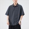 Camisa polo masculina de manga curta bordada, nova moda verão 2025, simples, solta, plus size, manga curta, cáqui da moda
