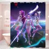 Cortina de Ducha con Patrón de Collage Estilo Tech de Grupo Femenino Exclusivo Transfronterizo Huntrx, Tela para Baño, Sin Taladro con 12 Ganchos