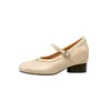 Zapatos Mary Jane retro que aumentan la altura 7 cm con una sola correa y separación en los dedos, estilo nuevo, tacón grueso, versátiles, elegantes, zapatos de boca poco profunda tipo pezuña de cerdo