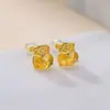 Pendientes de Cristal Natural Plateados Yilu Plata de Ley S925 Amatista Citrino Bolsa de Dinero Bolsa de la Suerte Tachuelas de Moneda de Plata Listos en Stock