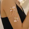 Moda Cruzada Europeia e Americana Camada Dupla Borda Enrolada Flor de Gotejamento de Óleo Pulseira de Braço Exagerada Sexy Design de Nicho Linha Dourada Pulseira de Braço