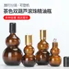 Color té botella de bola de doble calabaza aceite esencial botella de vidrio oscuro botella vacía de esencia cosméticos sub-botellado venta al por mayor muestra