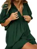 Moda Transfronteiriça Novo Verão Feminino Tamanho Grande Solto Manga Lanterna Casual Doce Fresco Estilo Menina Vestido