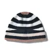 Venta al por mayor de fábrica Cachemira Transfronterizo Otoño/Invierno Nuevo Engrosado Bloque de Color Rayas Dobladillo Cálido Tejido Protección para Orejas Gorro para la Cabeza