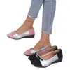 Zapatos de mujer de color block de moda con lazo, tacón de cuña de suela blanda, zapatos casuales cómodos, zapatos de mujer, tallas 36-41, 42, 43