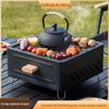 Fogão Churrasqueira Estilo Camping ao Ar Livre Pátio de Casa Portátil Churrasqueira a Carvão Fogão Quadrado para Fazer Chá Fácil de Limpar Fogão Gaveta