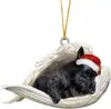 Novo Anjo Dormindo Cachorro Enfeite para Pendurar no Carro Pingente Divertido de Natal Pingente de Árvore de Natal Desenho Animado Pingente de Decoração de Natal