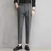 Pantalones de Traje de Seda Helada para Hombre, Pantalones Cortos Finos, Nuevos de Verano 2026, Corte Slim, Versátiles, Pierna Recta, Caída, Pantalones Casuales