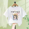 Pulôver Infantil de Gola Redonda Camiseta Confortável e Respirável para Meninas Tops Camiseta de Manga Curta Verão Novo Estilo para Crianças Médias e Grandes