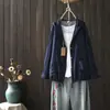 Estilo artístico con capucha y cordón en el dobladillo, cárdigan largo de manga larga para mujer, primavera 2024, top suelto casual