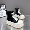 Botas Martin de Couro com Cadarço, Bico de Concha e Sola Grossa Estilo Coreano para Mulheres, Novo Estilo 2026, Sola Plataforma, Super Leves, Cano Alto, Botas Curtas Casuais para Mulheres