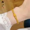 Pulsera de Cuenta de Calabaza Dorada Cepillada Estilo Mismo Tienda de Oro para Mujer, Pulsera de Anillo Corredizo de Diamantes de Moda Estilo Chino Nuevo Venta al por Mayor