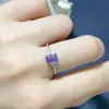 Anillo de amatista natural para mujer color súper cristal limpio 4*6mm alta calidad s925 plata de ley anillo incrustado