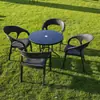 Conjunto de mesa de chá e cadeiras de varanda de rattan sintético, cadeira de lazer externa para pátio, cadeira de jantar com encosto espessado, mesa externa