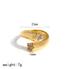 Anel de Aço Inoxidável Banhado a Ouro 18K com Cravação de Diamantes para Mulheres, Cruzamento de Fronteiras, Luxo Leve, Sensação de Alto Padrão, Design Aberto Irregular, Anel Empilhável de Aço Titânio