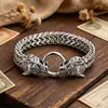 Pulsera Franco Link Europea y Americana Acero Inoxidable Nicho Retro Personalidad Cabeza de Lobo Vikinga Pulsera Cabeza de Lobo Hombres