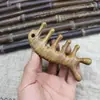 Pente de Massagem de Sândalo Verde Sul-Americano, Pente de Meridianos para Terapia do Couro Cabeludo, Pente de Massagem de Cabeça Redonda com Cinco Dentes, Pente de Meridianos com Sete Dentes para Desobstrução