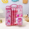 Set de papelería Sanrio Regalo de cumpleaños Kuromi Melody Lápiz Sacapuntas de manivela Material escolar Caja de regalo