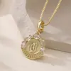 Collar Colgante Redondo de Zirconia Chapado en Oro de 18 Quilates Cobre Retro Nuevo Producto Transfronterizo Aogu para Mujer, Accesorio de Cuello Personalizado de Lujo Ligero