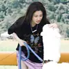 Camiseta Preta de Manga Curta para Mulheres Primavera e Verão 2026 Novo Estilo Gola Redonda Solta Algodão Puro Camiseta com Letra Americana Borboleta Top Tendência
