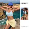 Borda de renda retrô estilo francês, design color-block fresco e doce, maiô simples de duas peças para mulheres, efeito emagrecedor, conjunto de três peças