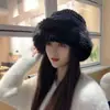 Sombrero Mujer Otoño Invierno Sombrero de Pescador Engrosado Cálido Versátil Circunferencia de Cabeza Grande Sombrero Cubo Muestra Cara Pequeña Sombrero Cubo de Felpa Invierno