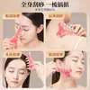 Peine Masajeador de Cuero Cabelludo Rosa de Resina Cuatro en Uno, Peine de Terapia Capilar, Raspado y Desobstrucción de Meridianos, Área Facial y de Ojos