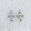 Anillo Retro de Cruz para Correr de Aleación de Titanio F136 Diamante Hilo Interno de Titanio G23 Joyería para Piercing de Labio Zirconia Cabeza
