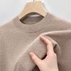 Suéter de Lana para Hombre 100% Lana Merino Suéter de Punto Manga Larga Color Sólido Versátil Capa Base Cuello Redondo Anti-Pilling