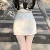 Calça culotte de terno preta para mulheres primavera e verão cintura alta emagrecedora saia evasê de alta classe com fenda lateral que valoriza o quadril
