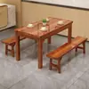 Mesa de comedor de madera maciza con tablero carbonizado, mesa y sillas de restaurante, uso comercial para restaurantes de comida rápida, cafeterías y restaurantes de hot pot, juego de mesa y sillas para comedor