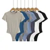 G005-25 Novo Estilo de Verão Estilo Europeu e Americano Garota Popular Desejo Puro Sexy Elástico Slim Fit Simples Gola Redonda Manga Curta Macacão