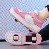 2025 Patins de Rodas Duplas para Meninos Sapatos de Rodas de Botão para Meninas Tênis Esportivos Casuais Dropshipping Patins de Rodas Duplas Heelys