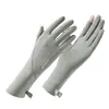 Guantes de protección solar de primavera y verano, transpirables, finos, antideslizantes, sin dedos, compatibles con pantalla táctil, para conducir y andar en bicicleta, longitud extendida, seda de hielo, para montar en verano