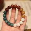 Pulseira Raiz de Bodhi Jade Branco Degradê Yinpi Envelhecido Natural, Contas Cilíndricas Estilo Antigo, Item Cultural para Brincar, Pulseira de Contas Budistas Macias para Envolver os Dedos Atacado