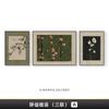 Pintura decorativa combinada estilo retrô verde nanyang flor e pássaro sala de estar sofá fundo mural de parede pintura tripla suspensa antiga