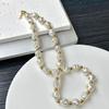 Collar de perlas de imitación barrocas hecho a mano para mujer, de nicho, de cobre ligero de lujo de alta calidad, collar de perlas irregulares al por mayor