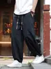 Calça larga masculina tamanho G, calça longa de verão, solta, leve, respirável, secagem rápida, estilo chinês 8X calça harém