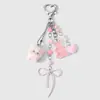 Chaveiro Pingente de Bolsa Resina Colorida Desenho Animado Fofo Feito à Mão com Contas Estrela Coração Flor Urso Laço