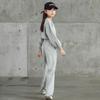 Conjunto Sexy e Moderno de Primavera e Outono para Crianças Meninas Moletom de Manga Comprida Estilo Princesa Curto Calças de Perna Larga Infantil Médio e Grande Conjunto de Duas Peças