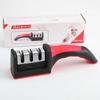 Afilador de cuchillos de tres etapas de acero inoxidable rojo y negro, piedra de afilar de mano para el hogar, afilador de cuchillos de cerámica rojo y negro de cuatro etapas, venta al por mayor
