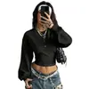 Otoño e Invierno 2026 Nuevo Top Corto Ajustado de Moda Femenino Europeo y Americano Comercio Transfronterizo Y2K Sudadera de Color Sólido con Cuello Redondo
