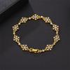 Pulsera de Copo de Nieve con Diamantes Completos de Hip-hop Transfronteriza para Mujer, Aleación Chapada en Oro, Incrustación de Pedrería, Pulsera con Hebilla Plegable