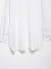 Comércio Exterior Amazon Transfronteiriço 2026 Primavera Mais Vendido Camisa Feminina Branca com Listras Finas, Corte Solto com Barra Irregular