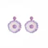 Pendientes de Girasol de Rafia Bohemia para Mujer, Flores Grandes Exageradas, Atmósfera de Verano, Pendientes Estilo Vacaciones en la Costa
