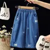 Calça de Algodão Puro Estampada com Laços Anti-Mosquito Nova para o Verão 2026, Calça Jeans Wide-Leg Confortável e Fofa para Bebês e Crianças Pequenas